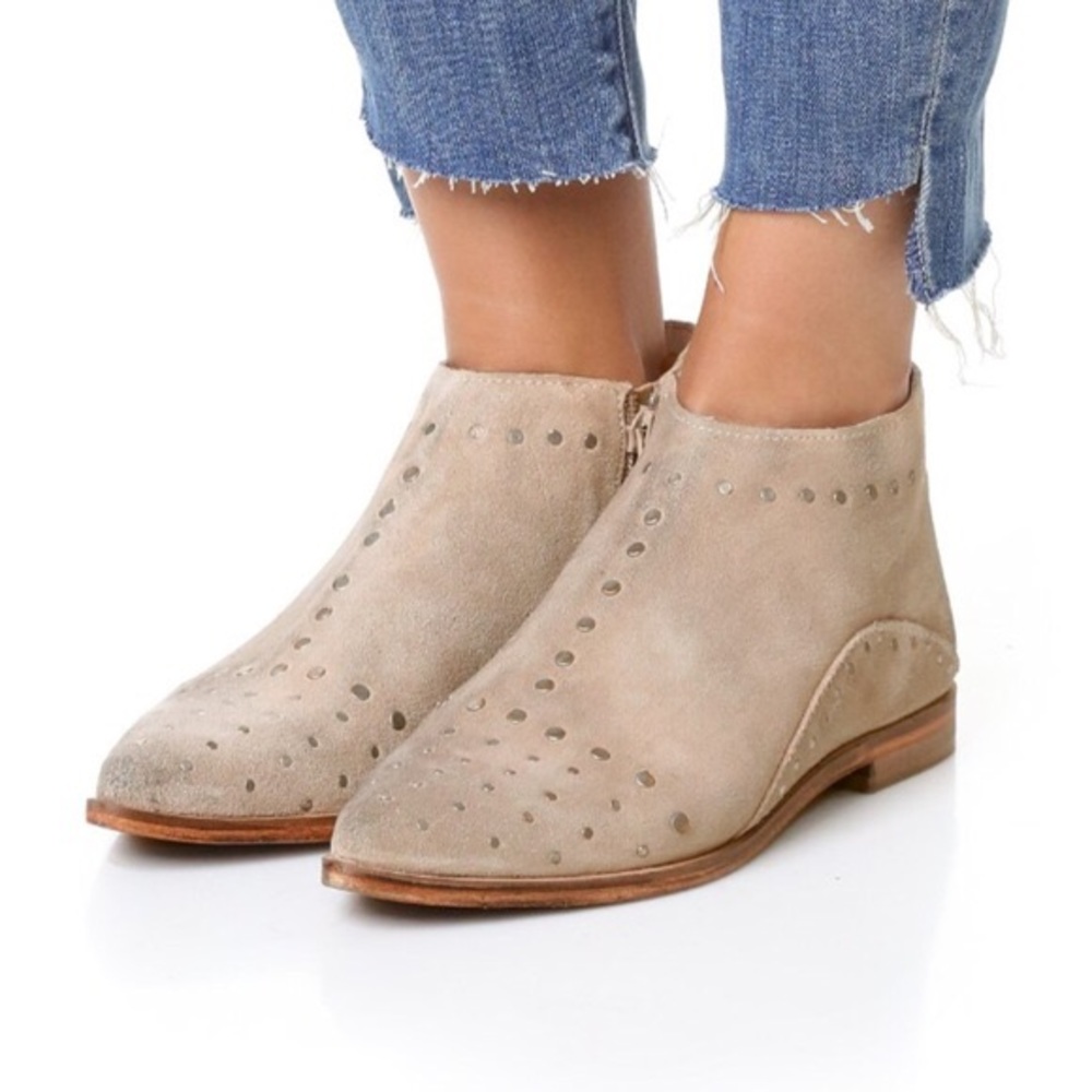 Gray leather FP booties
